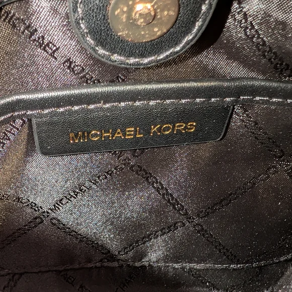Michael Kors Black Crossbody with Gold Chain and Turn-Lock